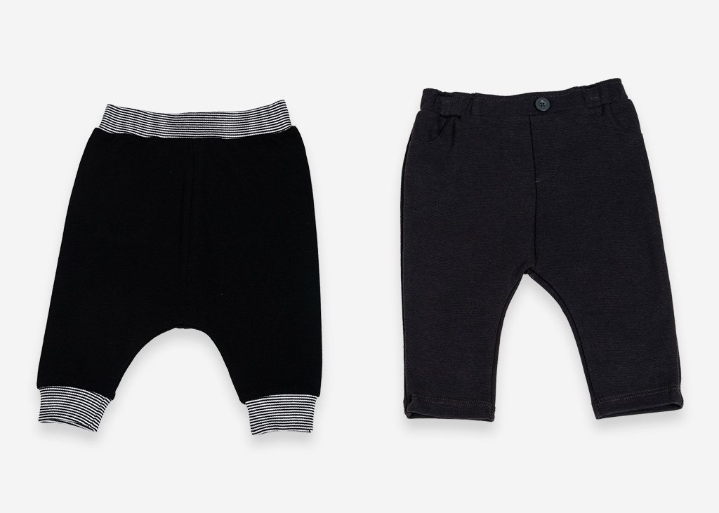 Stil: Pamuklu Jogger ve Pantolon | Renk: Siyah ve Antrasit | Malzeme: 100% Pamuk