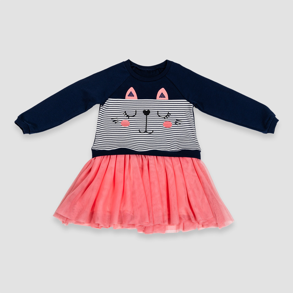 Stil: Raglan Bunny Sweatshirt | Renk: Lacivert ve Pembe | Malzeme: Sweatshirt% 100 Pamuk Etek% 100 Poliester